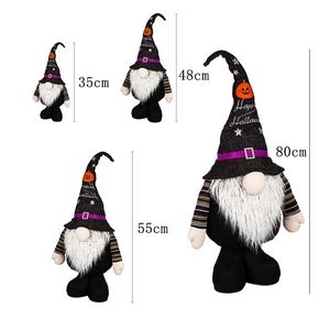 Halloween plush gnomes with pumpkin hats in four sizes 35cm to 80cm on white background