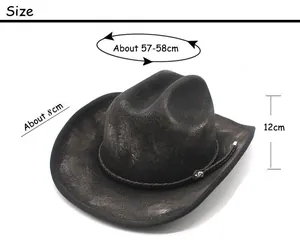 Size chart for vintage faux wool jazz hat with head circumference 57-58cm and 8cm brim