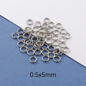 Polished stainless steel double loop key rings 0.5x5mm for DIY jewelry making