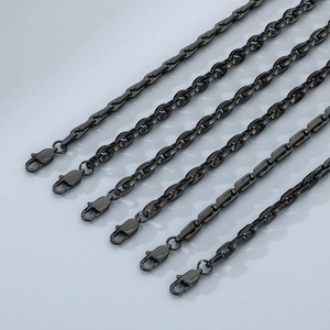 Bracelets à maillons en acier inoxydable noir avec fermoirs mousqueton pour hommes