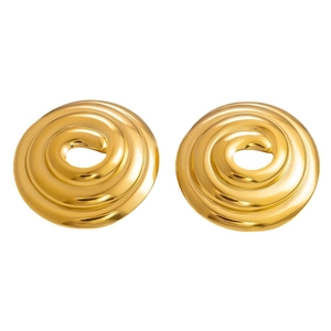 Elegant gold hollow spiral earrings made of non-tarnishing stainless steel for women