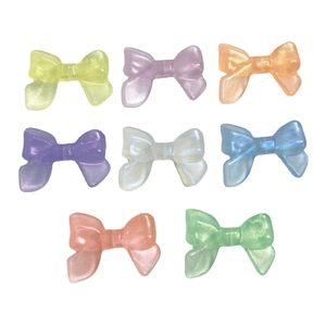 Luminous glitter bow beads in mixed colors for DIY phone chains and keychains