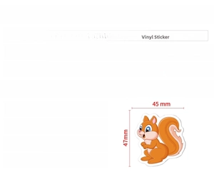 Detail view of 50pcs waterproof matte vinyl animal stickers with size and material specs
