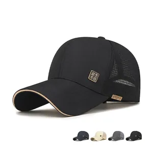 Mesh Baseball Cap Breathable Polyester Sun Protection Outdoor Trucker Hat With Metal Decoration Adjustable Strap