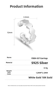 Detailed size specifications for the S925 sterling silver honeycomb cuff earrings