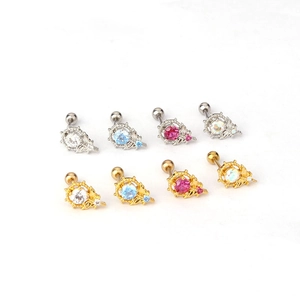 Set aus 8 bunten Zirkon-Ohrsteckern aus Edelstahl mit Schraubverschluss in Gold und Silber
