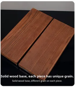 Detail of premium solid walnut wood base with natural grain for luxury resin ornaments
