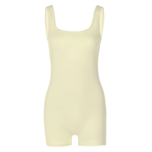 Sleeveless cream bodycon romper jumpsuit for women in a slim fit knitted fabric style