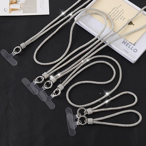 Luxury Rhinestone Metal Plastic Phone Lanyard Anti-lost Crossbody Chain Neck Strap Phone Case Keychain Pendant For Women