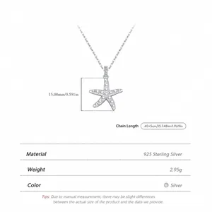 Élégant collier en argent sterling S925 avec pendentif étoile de mer et perles