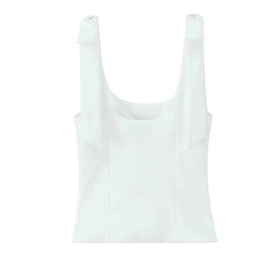 White square neck camisole top with large bow-knot shoulder straps in minimalist style