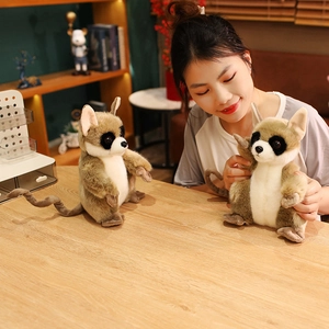 Realistic lemur plush toy with large eyes and soft brown-gray fur for home decor