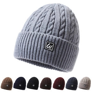 Winter Beanie Hat For Men And Women Cable Knit Fleece Lined Warm Thick Skull Cap Outdoor Windproof Soft Polyester