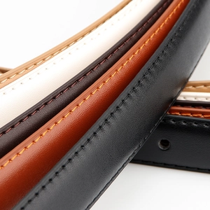 Minimalist leather belts for women with heart buckles and premium stitching in multi colors