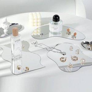 Irregular acrylic mirror tray set for jewelry photography props and minimalist home decor