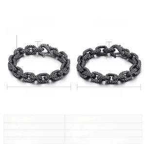 Detail view of vintage black stainless steel bracelets with hammer and snake patterns