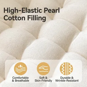 Quilted round tatami chair cushion with high-elastic pearl cotton filling in beige color