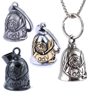 Motorcycle Bell Pendant Stainless Steel Rose Relief Lady Rider Vintage Punk Guardian Bell For Bikers