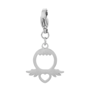 Vue détaillée du pendentif ailes d'ange en argent avec fermoir mousqueton pour bijoux