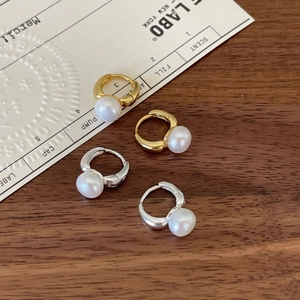 Elegant Artificial Pearl Drop Hoop Earrings With 925 Sterling Silver Earring Post Sweet Korean Style Simple Jewelry For Women