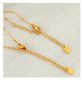 Macro shot of 18K gold plated stainless steel necklace clasp with adjustable extender chain