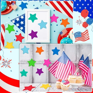 Colorful 3.5 inch paper star cutouts for classroom bulletin board and party decor
