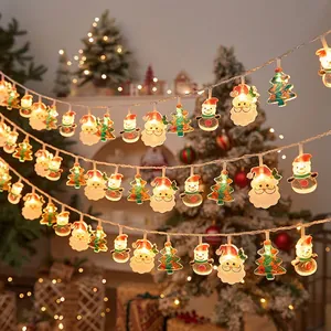 LED Christmas String Lights Santa Snowman Tree Shape Warm White Festive Indoor Home Decor Atmosphere Lamp