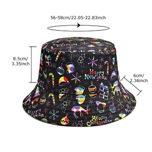 Reversible bucket hat with festive Christmas motifs and Merry Christmas text print