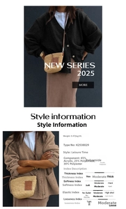 Detail of V-neck buttoned cardigan in black and camel knit fabric with soft texture