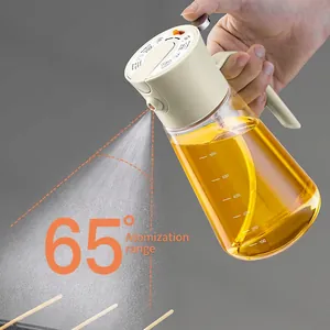 600ml glass oil sprayer with 65-degree wide-angle mist for air fryer and kitchen use