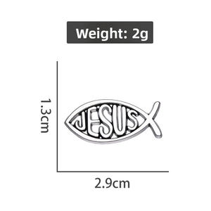 Silver Jesus Fish lapel pin dimensions: 2.9cm length and 1.3cm width, weight 2g