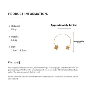 Size chart showing height 14.5cm and width 16cm for the gold floral choker necklace