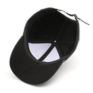 Classic black faux crocodile leather baseball cap with adjustable metal buckle strap