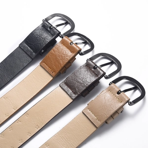Punk style round rivet leather belts with D-ring metal buckles in four classic colors