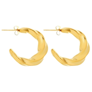 Elegant 18K gold-plated stainless steel twisted C-shaped hoop earrings for women