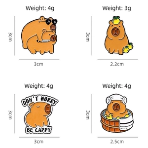 Ensemble de pin's en émail capybara dessin animé créatif avec poses et texte drôle