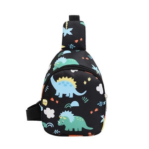 Marsupio nero per bambini con stampe di dinosauri colorati e motivi a cartoni animati