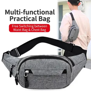 Men Chest Bag Oxford Cloth Multi Pocket Adjustable Strap Casual Sporty Waist Bag Sling Pack Urban Travel