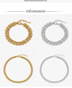 Detail view of gold and silver stainless steel hip-hop bracelets in two thicknesses