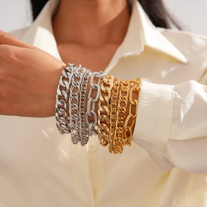 Punk Metal Chain Bracelets For Women Hollow Cuban Link Twisted Rope Alloy Jewelry Hip Hop Minimalist Vintage Accessory