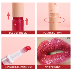 Guía de cuatro pasos para brillo labial fucsia con purpurina y modo de aplicación