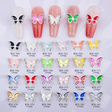 Detailed size guide for 13x9mm 3D butterfly nail art charms in assorted colors