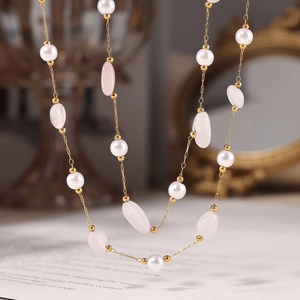 Gioielli Con Pietra Naturale E Künstliche Perle Collana E Bracciale Acciaio Inossidabile Da Donna Stile Elegante Romantico