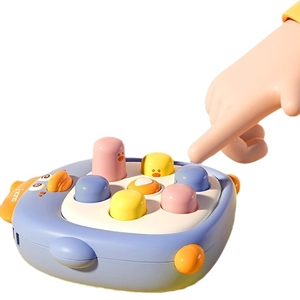 Blue duck whack-a-mole game toy for children featuring interactive popping buttons