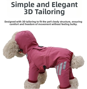 Imperméable rose pour chien avec bandes réfléchissantes et poignets élastiques ajustés