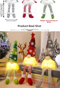 Detailed size chart for glowing Christmas gnomes with holiday background display