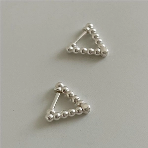 Triangle Bead Earrings 925 Sterling Silver Geometric Minimalist Korean Ins Style Jewelry For Women