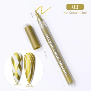 Lápiz de uñas acrílico dorado 3ml con punta de 7mm para pintura 3D y diseños de manicura