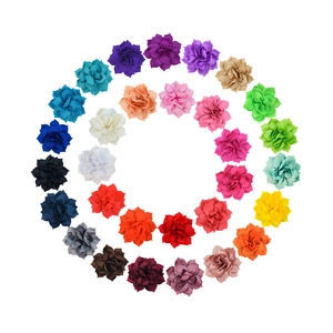 Detailed overhead view of various 8cm multi-layered fabric lotus flowers in 30 vibrant colors