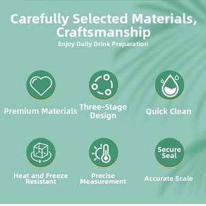 Three-stage cocktail shaker detail with scale markers and heat resistant material